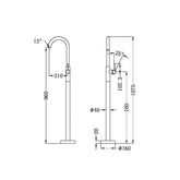 Nero Dolce Floor Mounted Bath Filler Mixer - Brushed Nickel